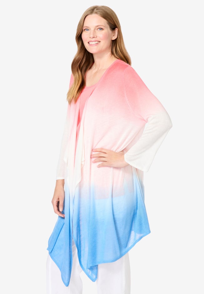 Lightweight Ombrè Open Front Cardigan image number 2