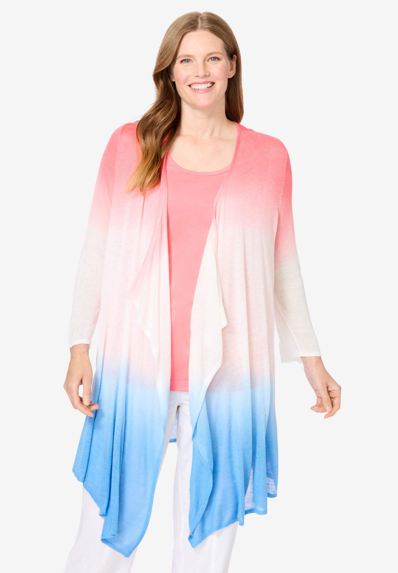 Lightweight Ombrè Open Front Cardigan image number 0