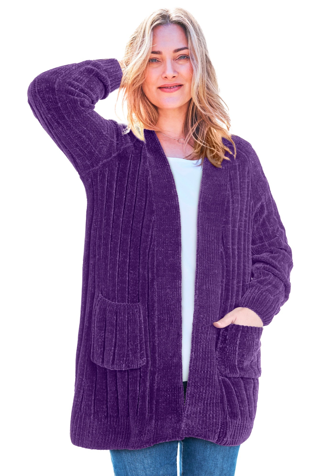 Open Front Chenille Cardigan Sweater image number 0