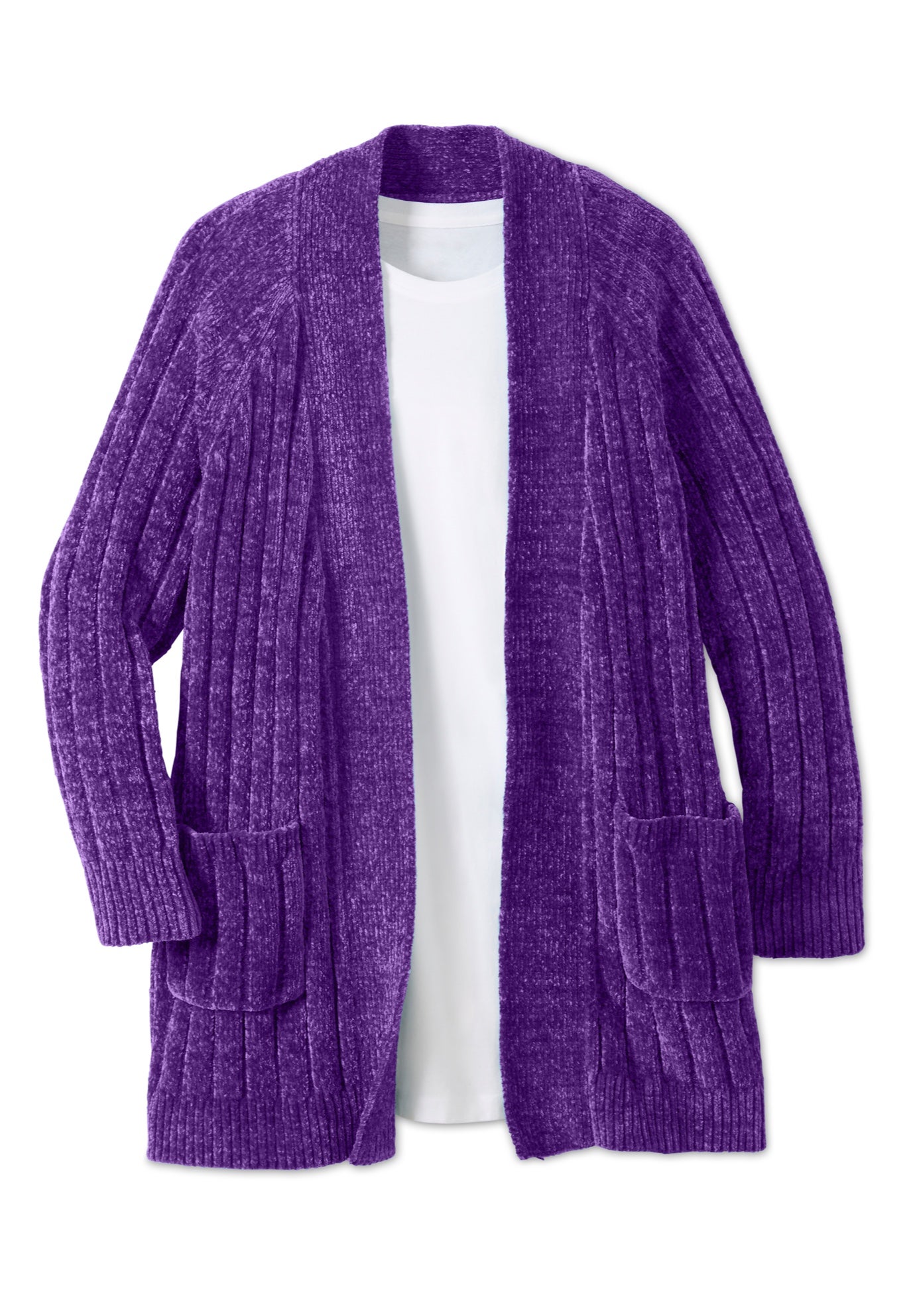 Open Front Chenille Cardigan Sweater image number 1