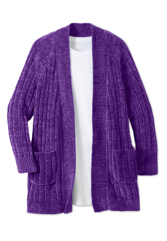 Open Front Chenille Cardigan Sweater image number 1