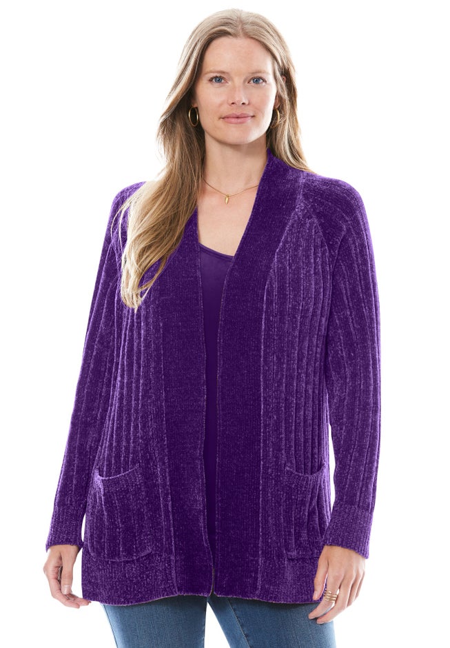 Open Front Chenille Cardigan Sweater image number 2