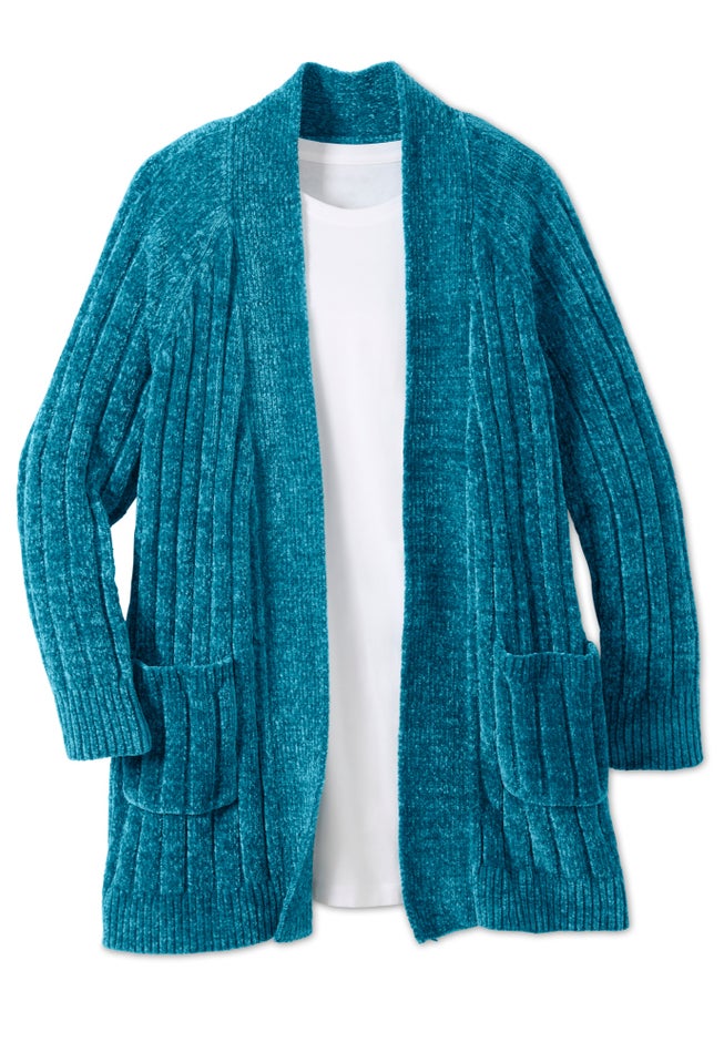 Open Front Chenille Cardigan Sweater image number 1