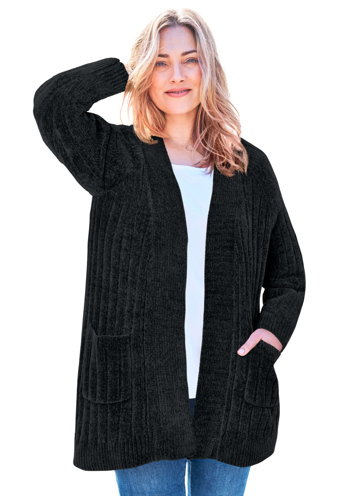 Open Front Chenille Cardigan Sweater image number 0