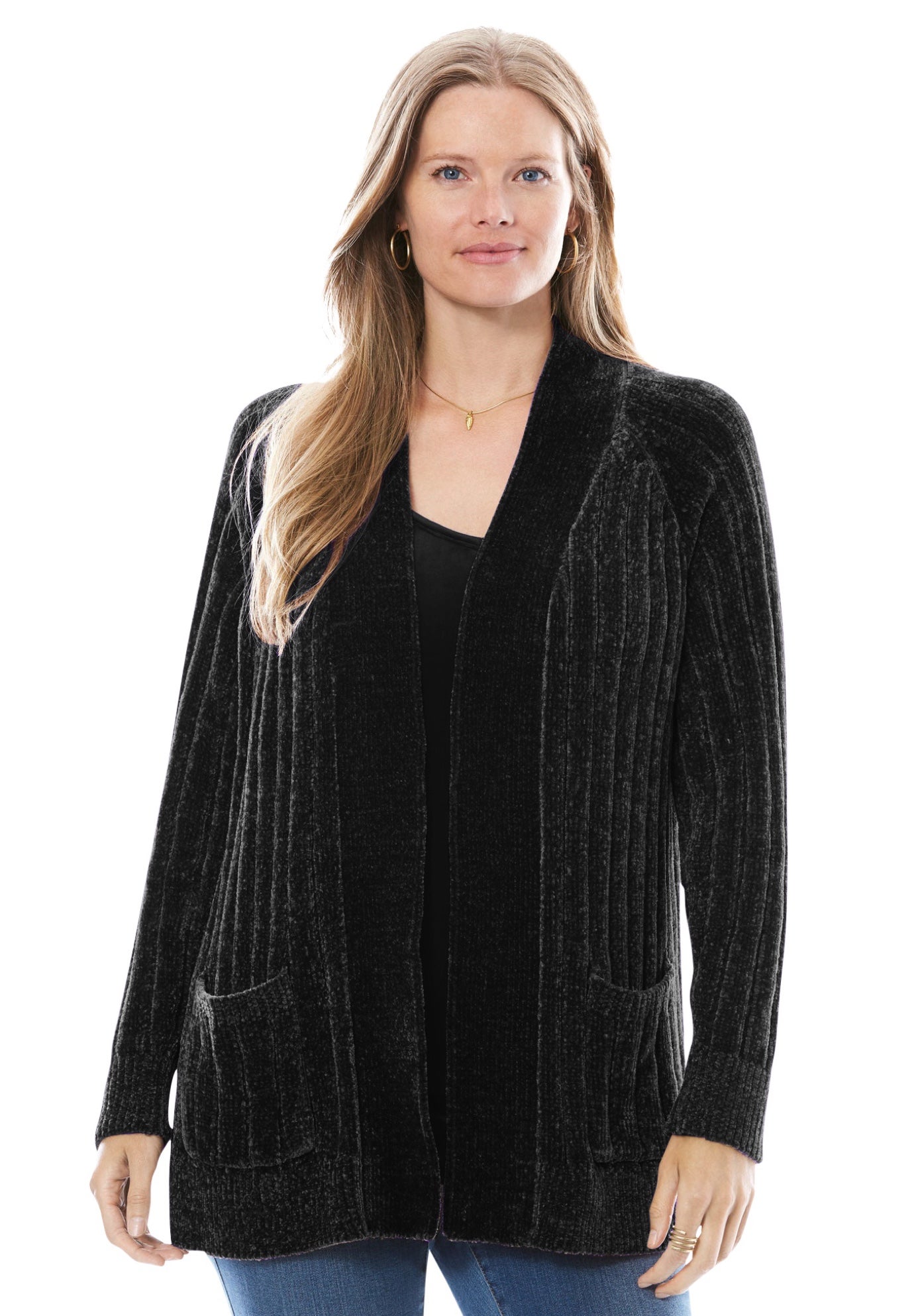 Open Front Chenille Cardigan Sweater image number 2