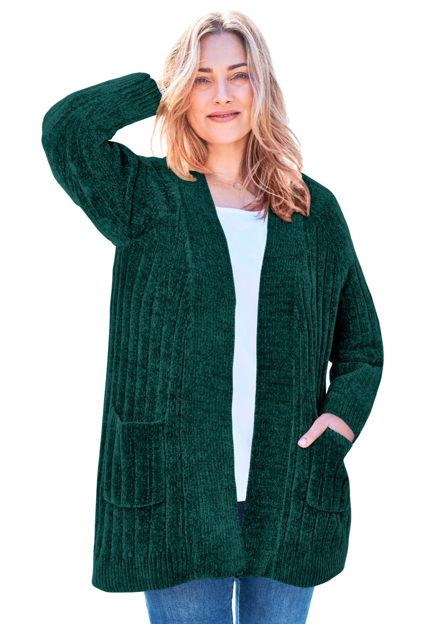 Open Front Chenille Cardigan Sweater image number 0
