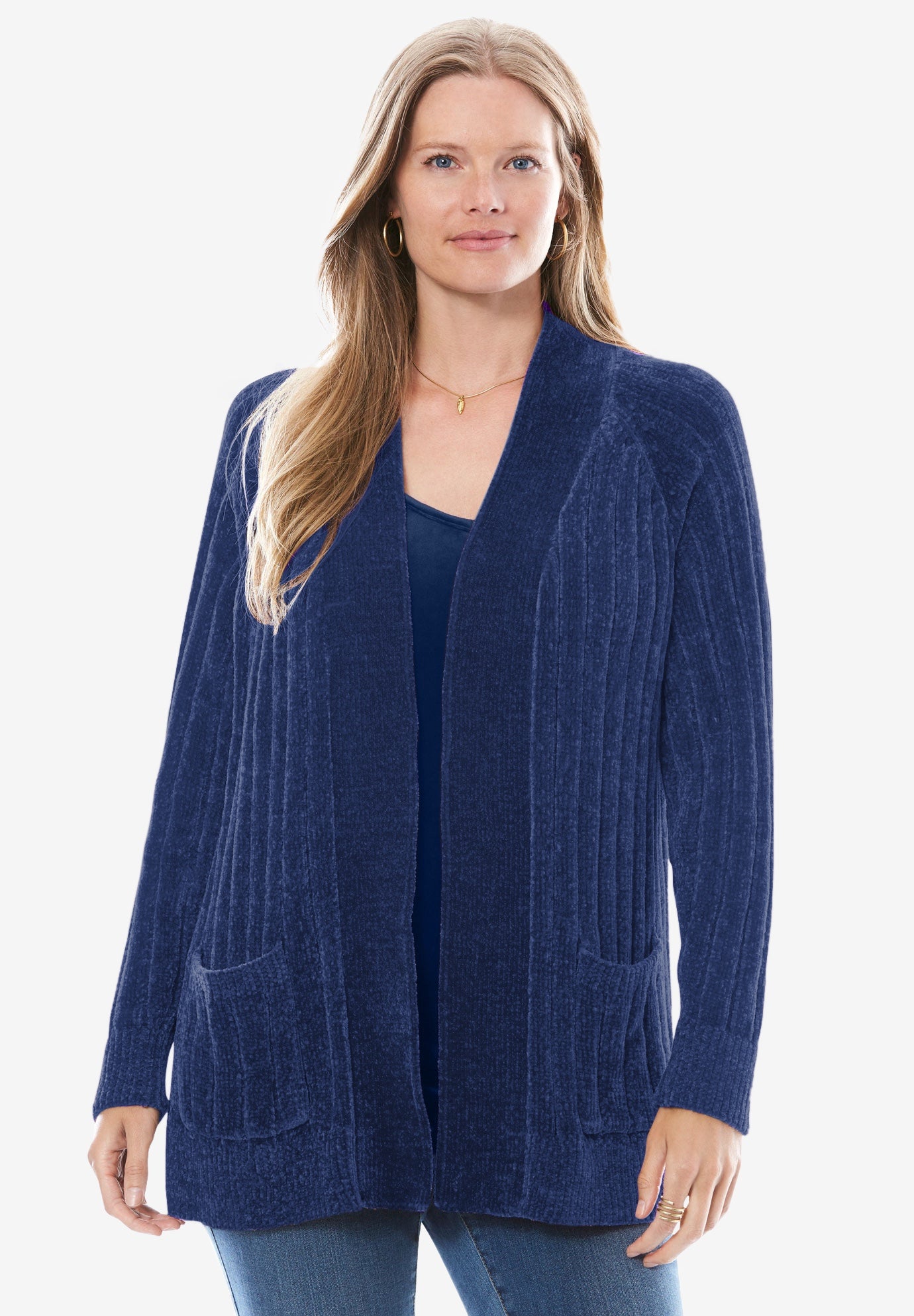Open Front Chenille Cardigan Sweater image number 2