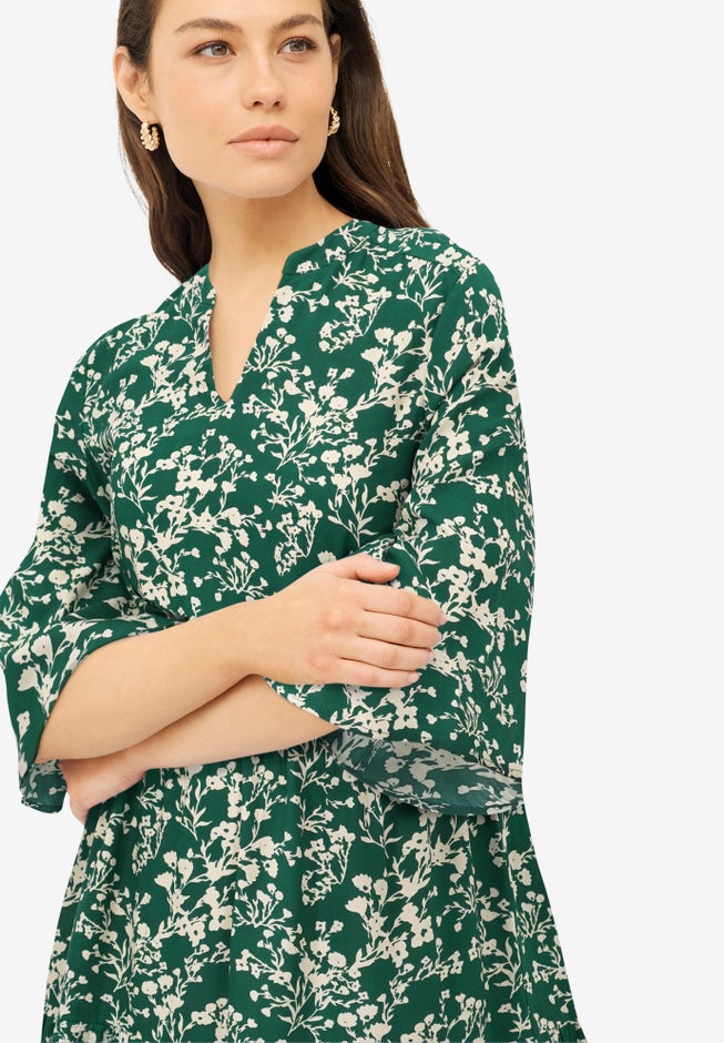 Notch Neckline Tiered A-Line Dress image number 2