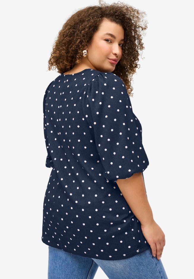 Textured Knit Blouson Sleeve Tee image number 1