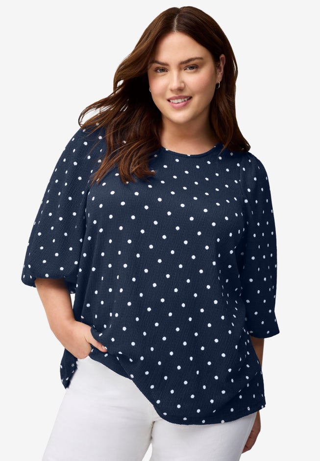 Textured Knit Blouson Sleeve Tee image number 0