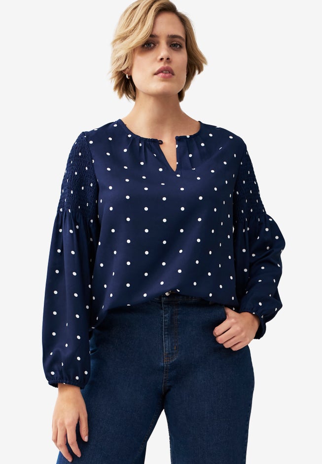 Blouson Sleeve Keyhole Blouse image number null