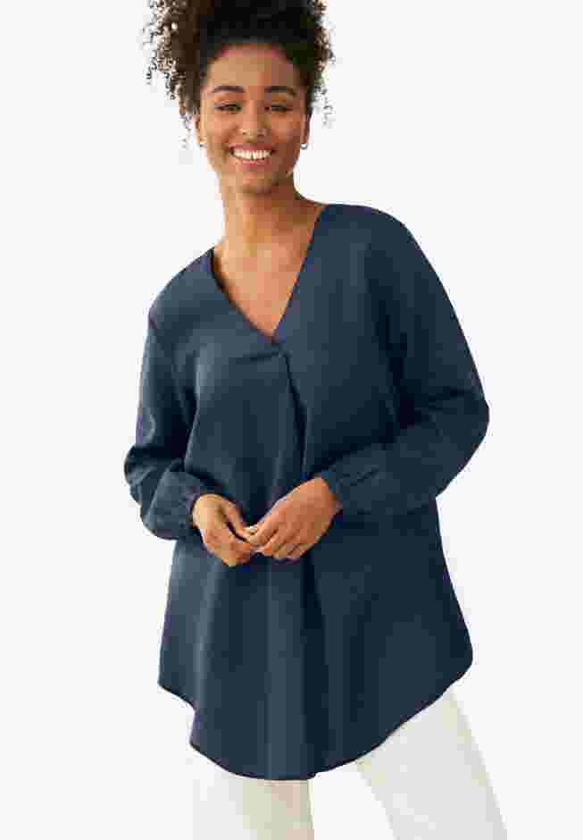 V-Neck Inverted Pleat Tunic image number 0