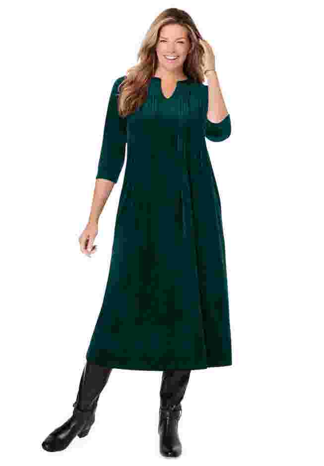 Pintuck Velour Dress image number 0