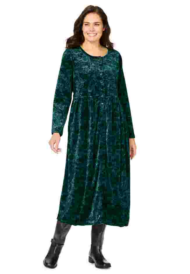 21-Button Velour Dress image number 0