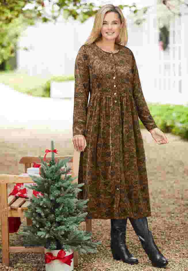 21-Button Velour Dress image number 0