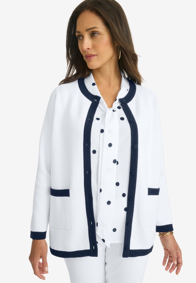 Tipped Boxy Cardigan image number 0