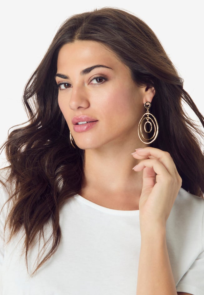 Oval Drop Earrings image number 2