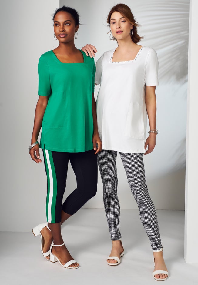 Stretch Cotton Studded Square Neck Tunic image number 5