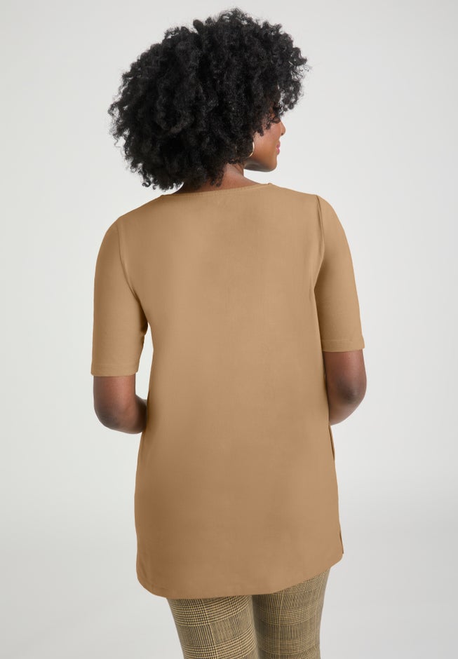 Stretch Cotton Studded Square Neck Tunic image number 2