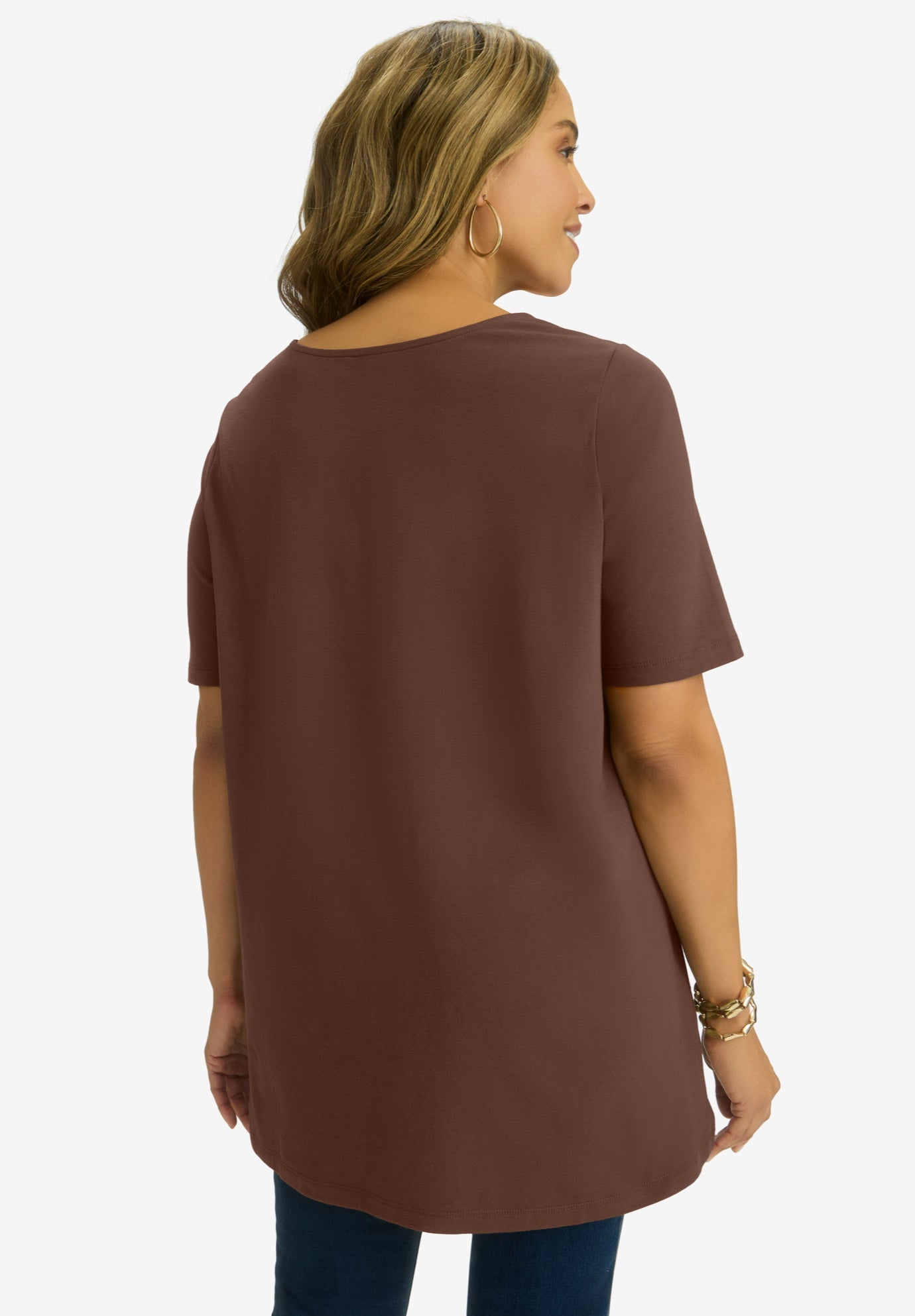 Stretch Cotton Studded Square Neck Tunic image number 2