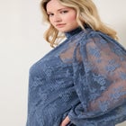 Smocked Mockneck Blouse image number null