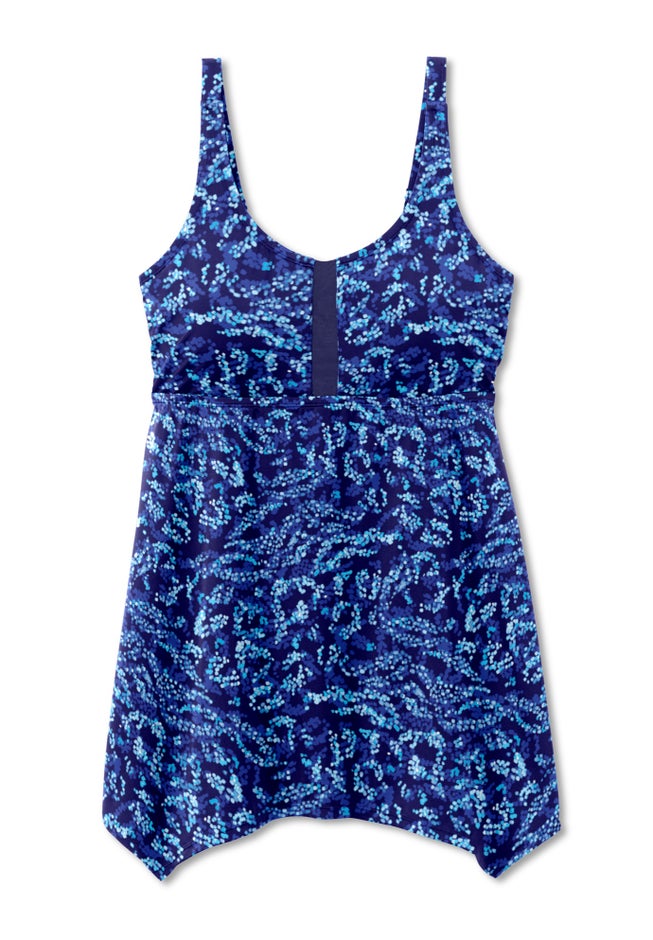 Longer-Length Handkerchief Hem Tankini Top image number 3