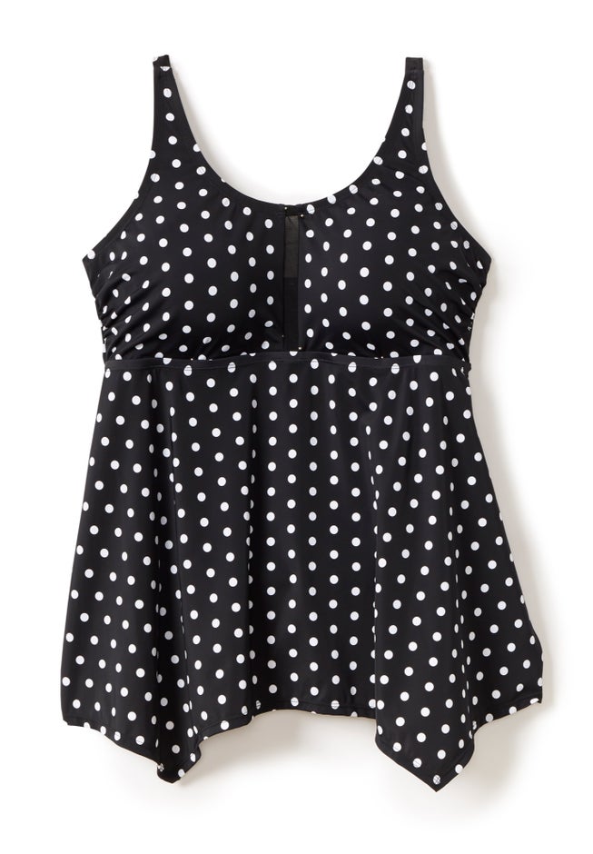 Longer-Length Handkerchief Hem Tankini Top image number 3