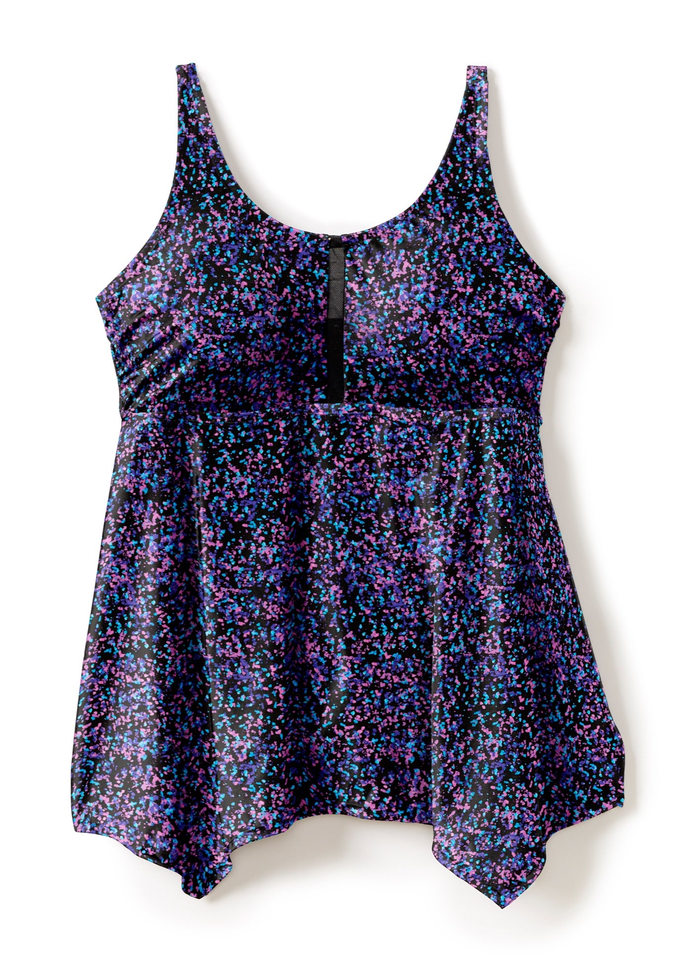 Longer-Length Handkerchief Hem Tankini Top image number 3