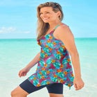 Longer-Length Handkerchief Hem Tankini Top image number null