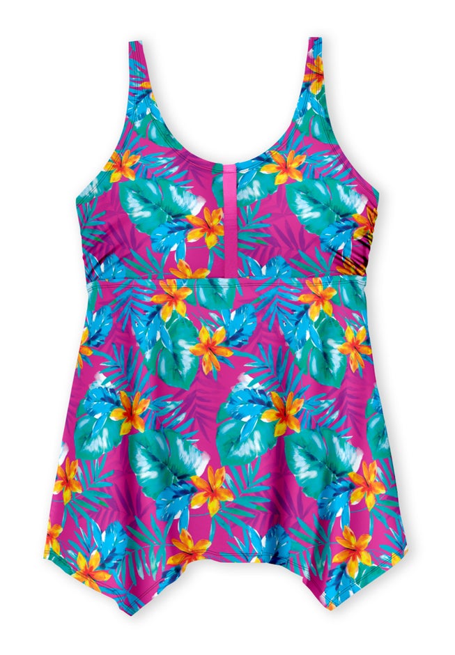 Longer-Length Handkerchief Hem Tankini Top image number 3