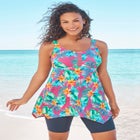 Longer-Length Handkerchief Hem Tankini Top image number null