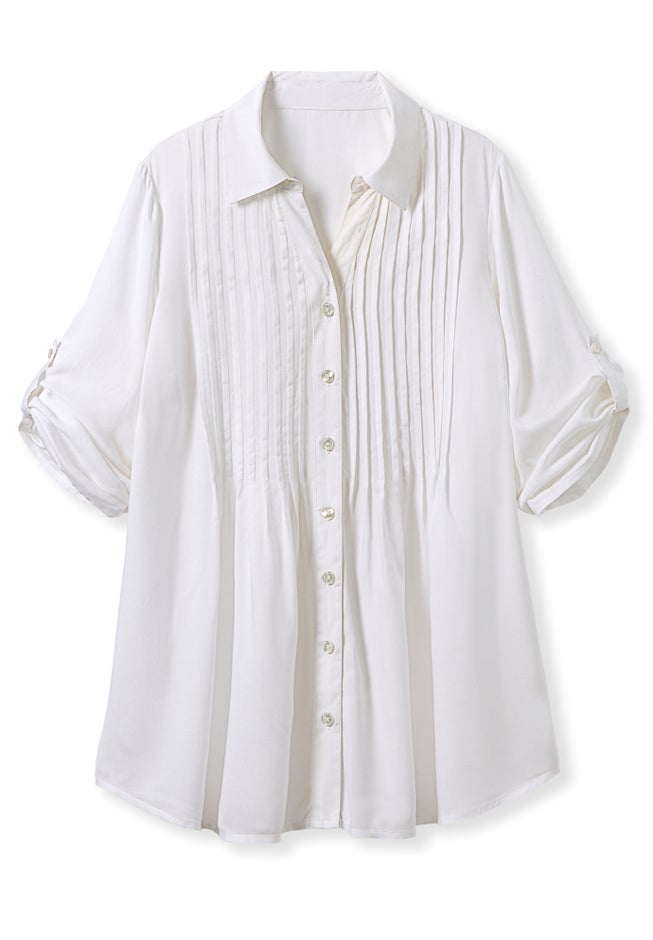 Rayon 7-Day Pintucked Tunic Blouse image number 3