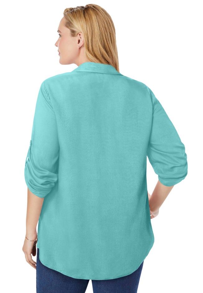 Rayon Pintucked Effortless Tunic Blouse image number 1
