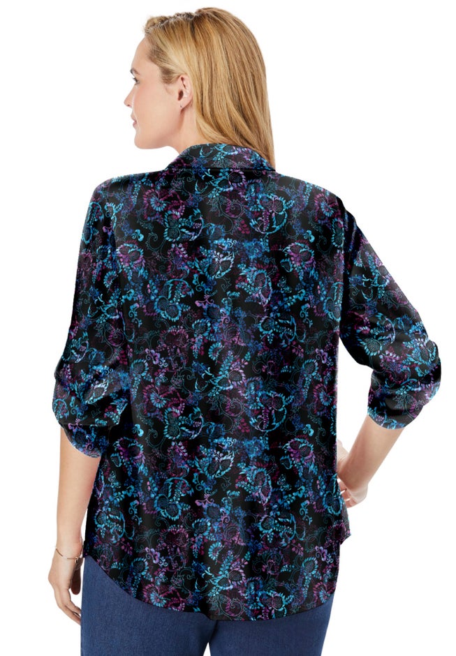 Rayon Pintucked Effortless Tunic Blouse image number 1