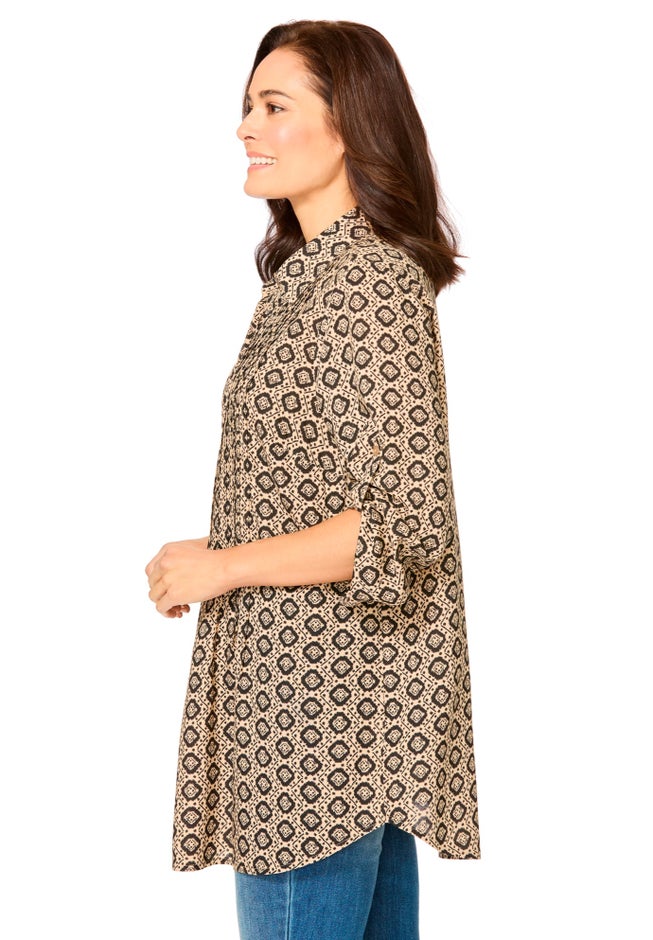 Rayon 7-Day Pintucked Tunic Blouse image number 2