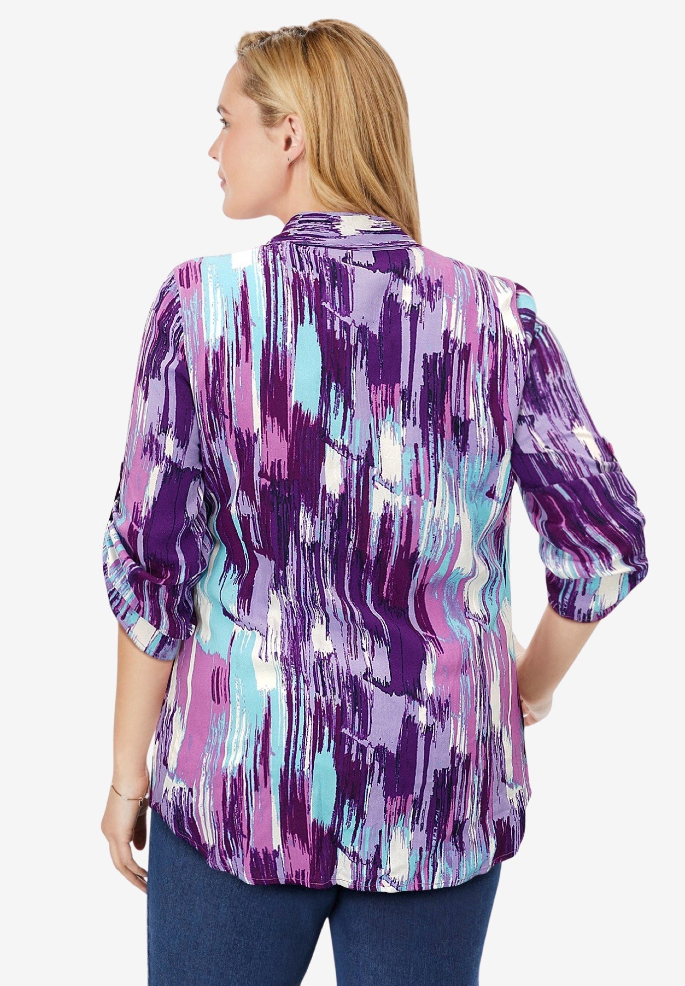 Rayon Pintucked Effortless Tunic Blouse image number 1