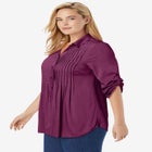 Rayon Pintucked Effortless Tunic Blouse image number null