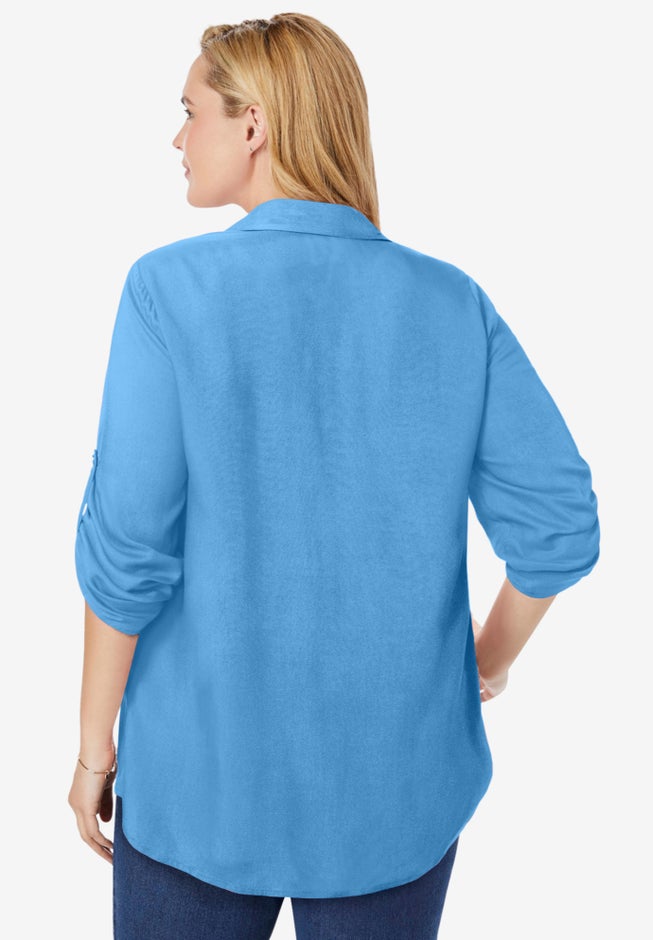 Rayon Pintucked Effortless Tunic Blouse image number 1