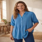 Rayon Pintucked Effortless Tunic Blouse image number null
