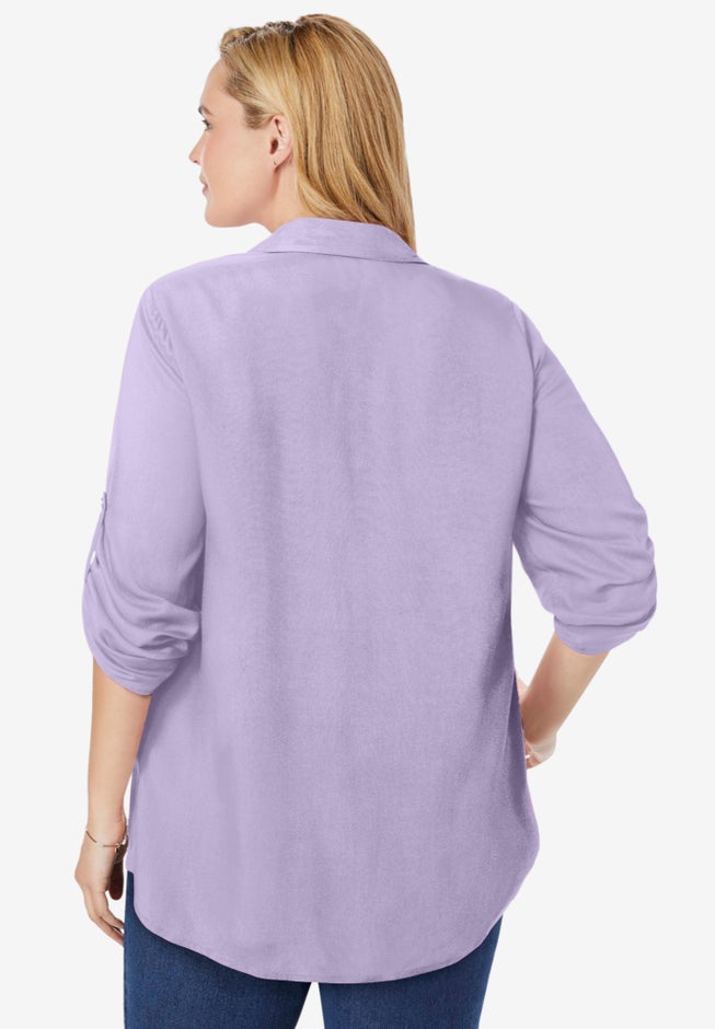 Rayon Pintucked Effortless Tunic Blouse image number 1