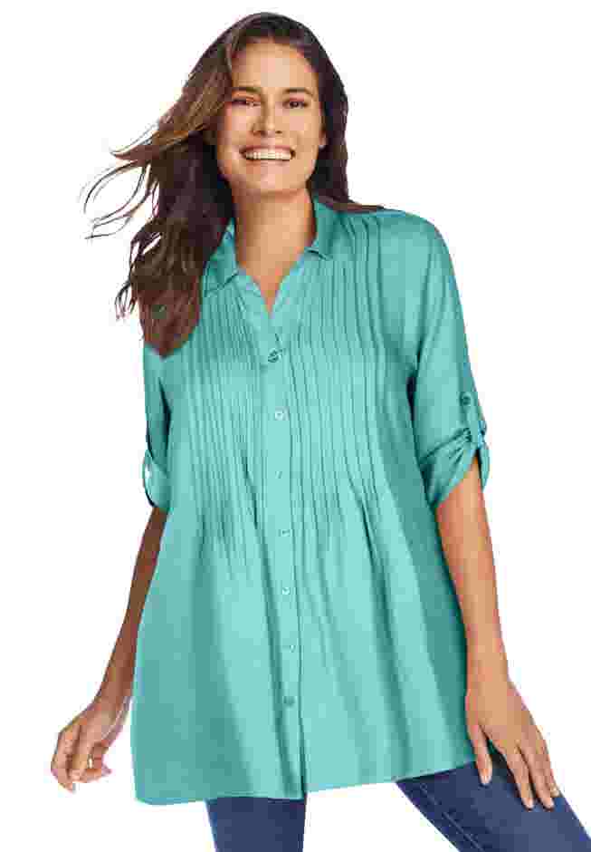 Rayon 7-Day Pintucked Tunic Blouse image number 0