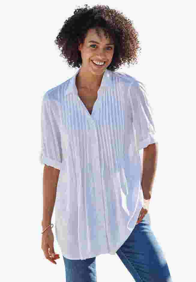 Rayon 7-Day Pintucked Tunic Blouse image number 0