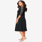 Plus Size 3/4 Sleeve Allover Lace Swing Dress image number null