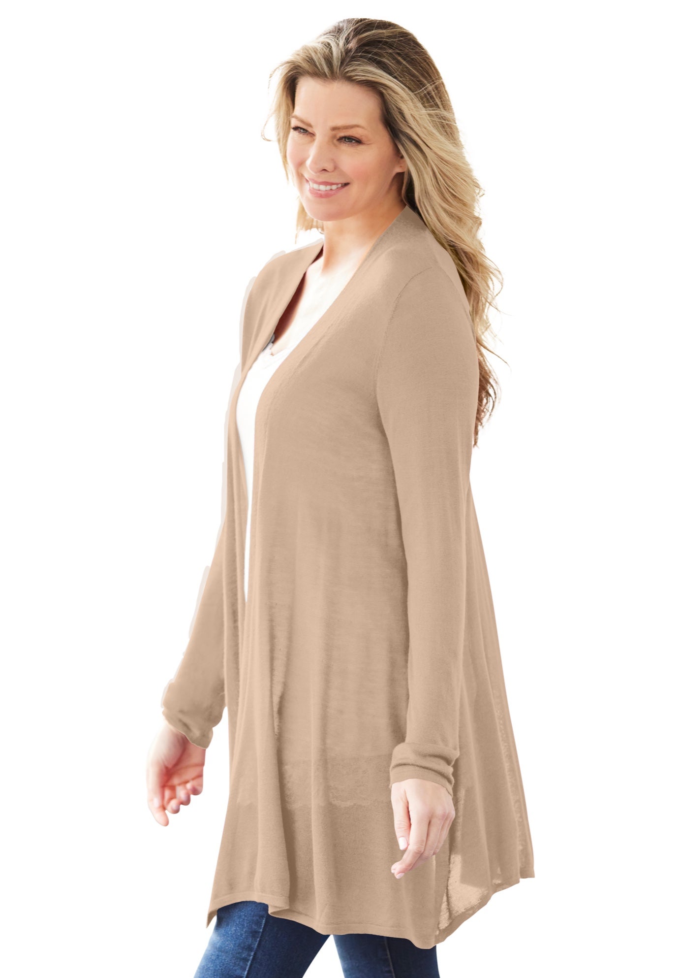 Lightweight Open Front Cardigan Sweater image number 2