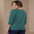 Stretch Cotton Crochet Notch Neck Tunic image number 2