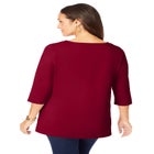 Stretch Cotton Crochet Notch Neck Tunic image number null