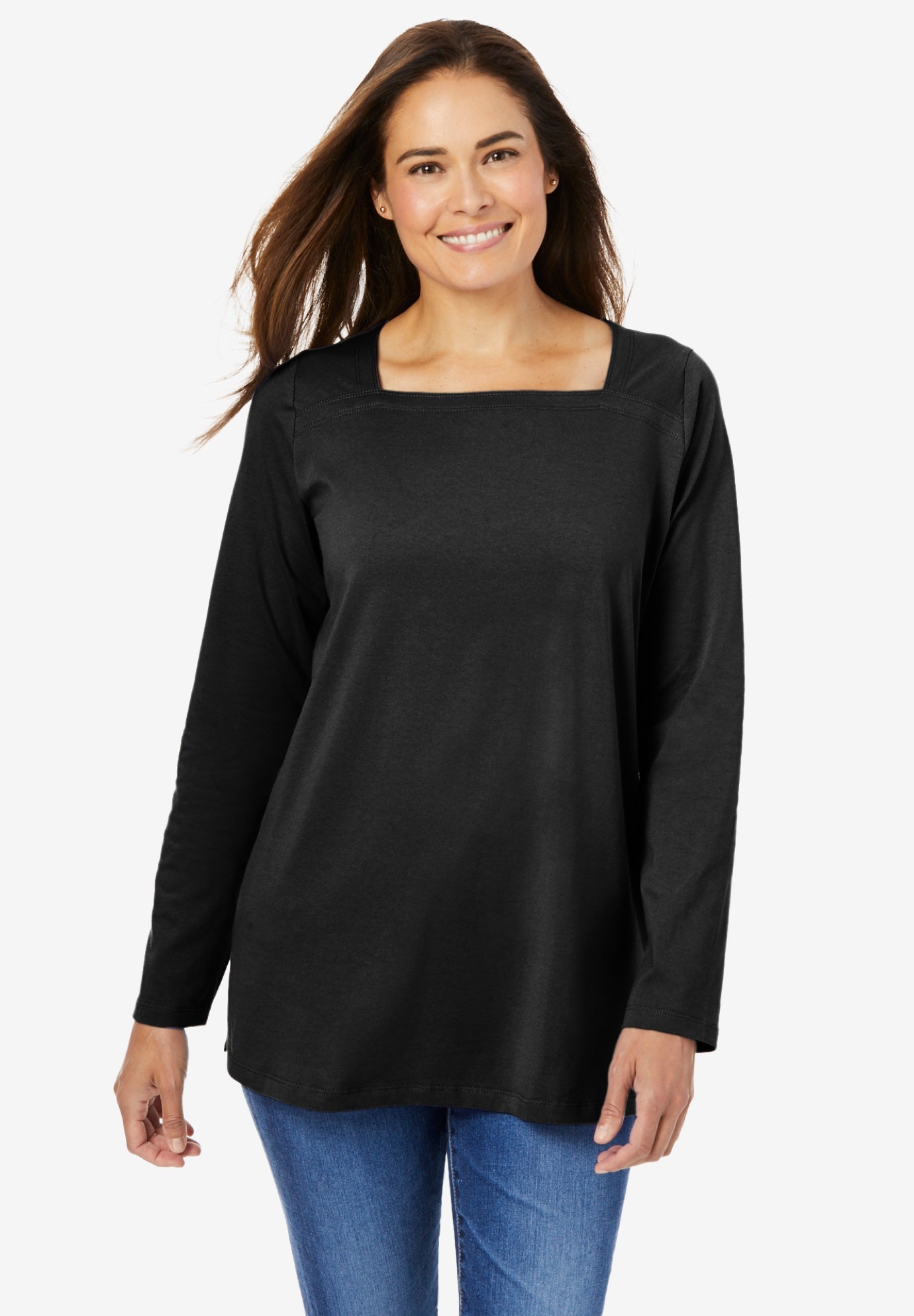 Perfect Long-Sleeve Square-Neck Tee image number 0