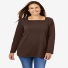 Perfect Long-Sleeve Square-Neck Tee image number null