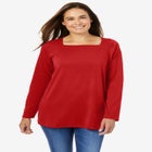 Perfect Long-Sleeve Square-Neck Tee image number null
