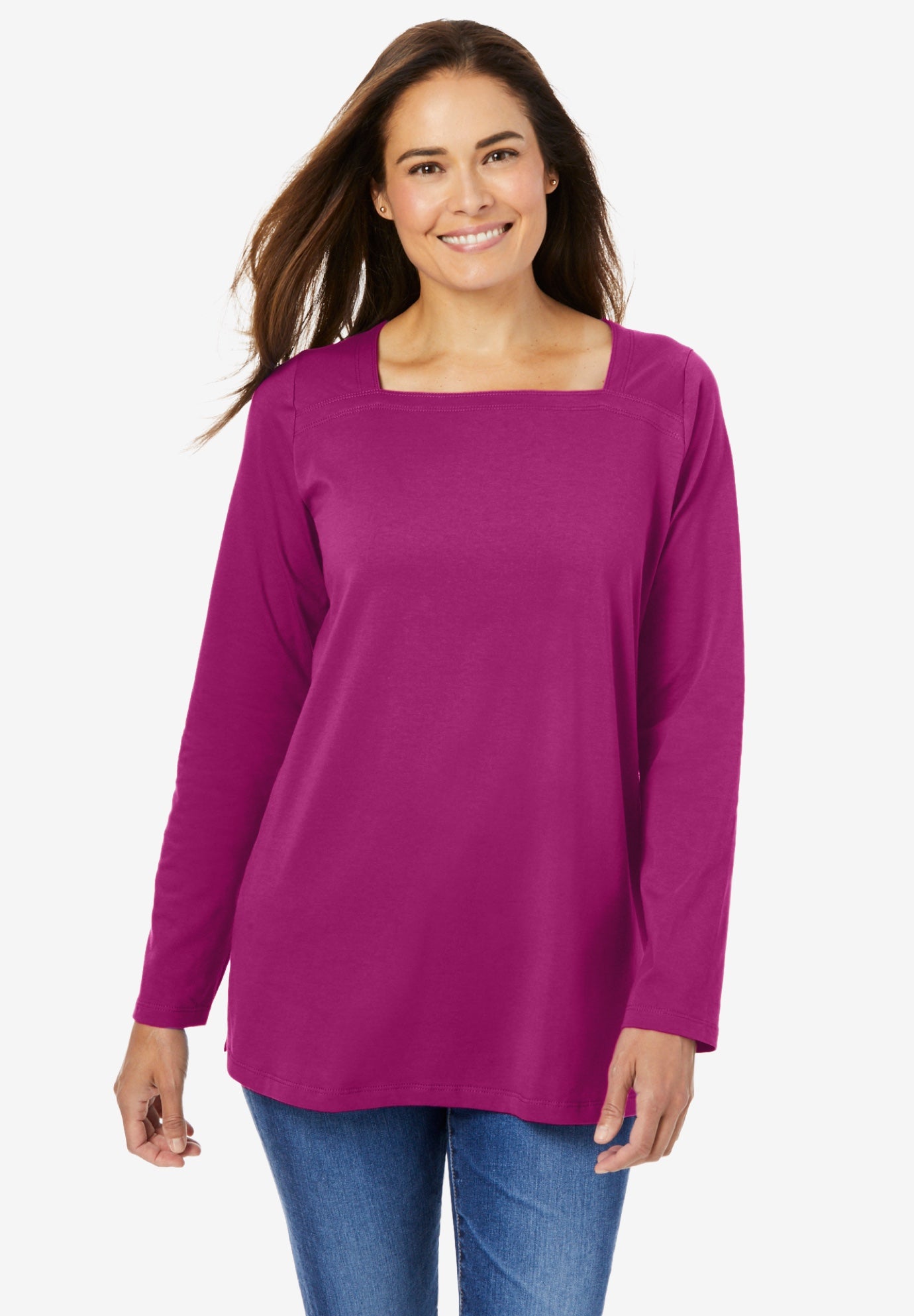 Perfect Long-Sleeve Square-Neck Tee image number 0